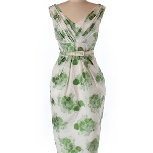 ASOS White and Green Floral Midi Dress